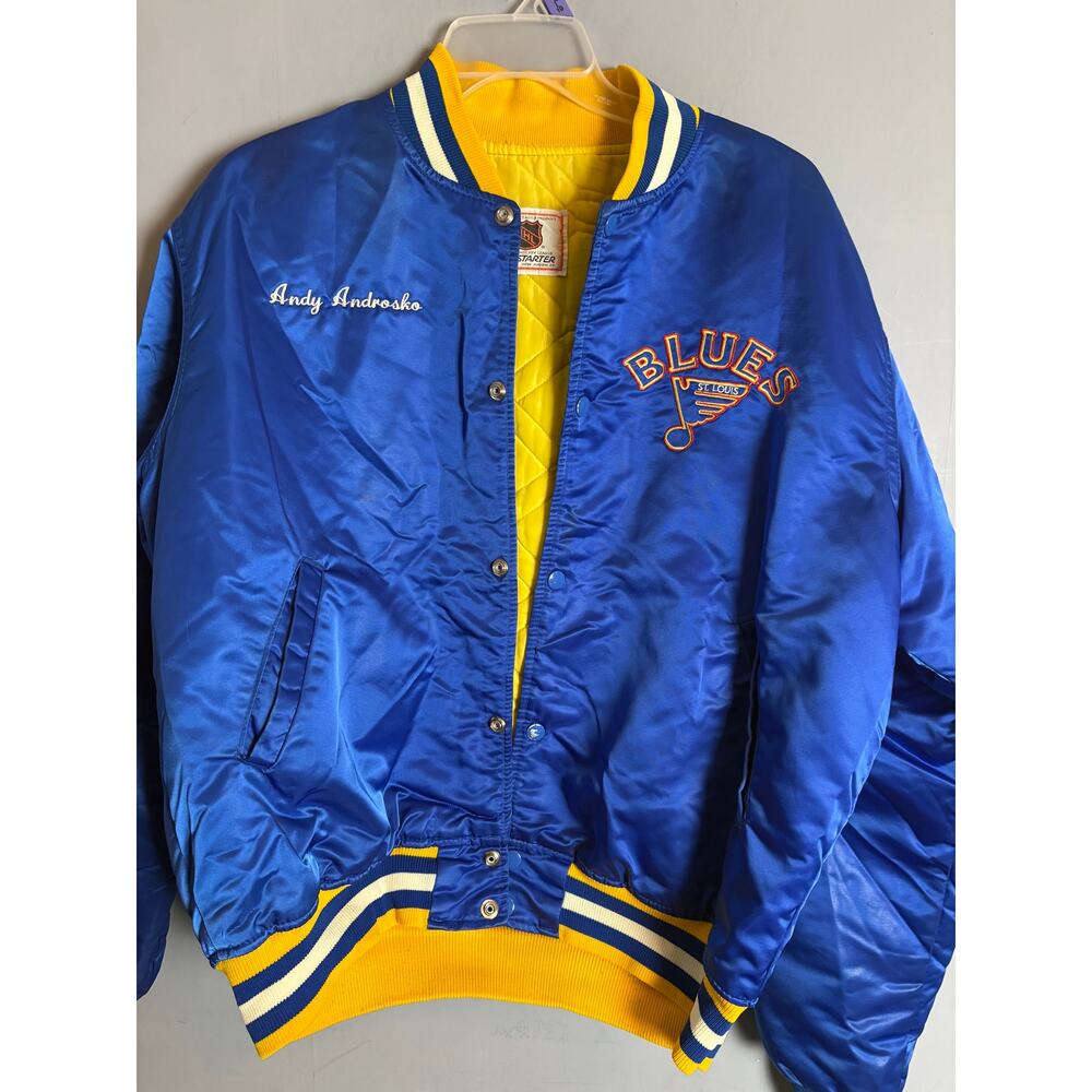 Starter St. Louis Blues Satin Jacket 80s New Haven CT Stitched Name Varsity XL